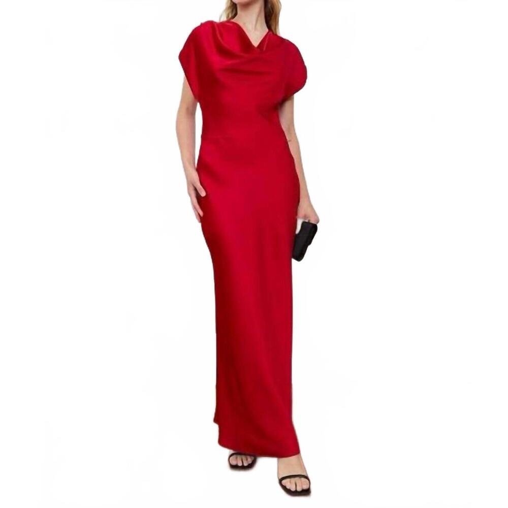 NEW DÈLUC dahlia cowl maxi dress in red